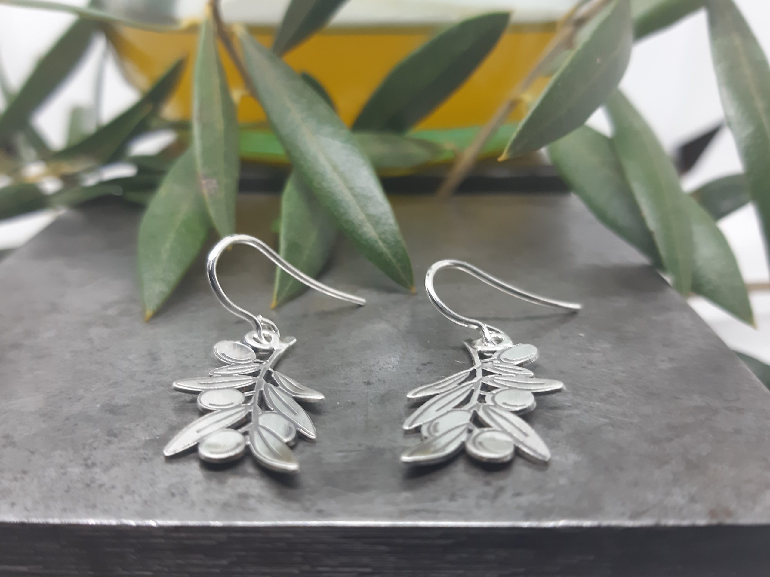 Arracades penjant Plata, branques d'Olivera