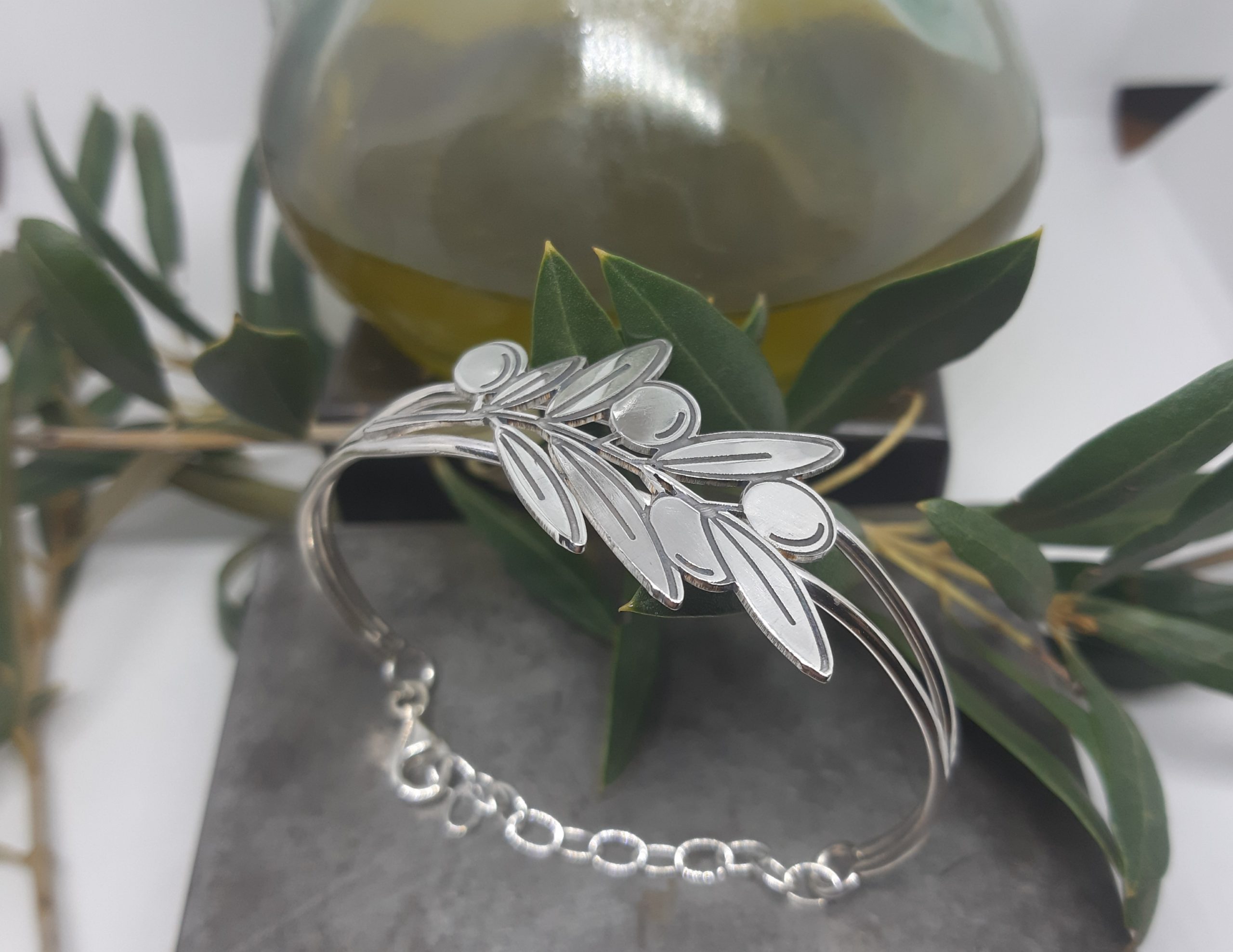 Polsera Plata semi rígida, branca d'Olivera